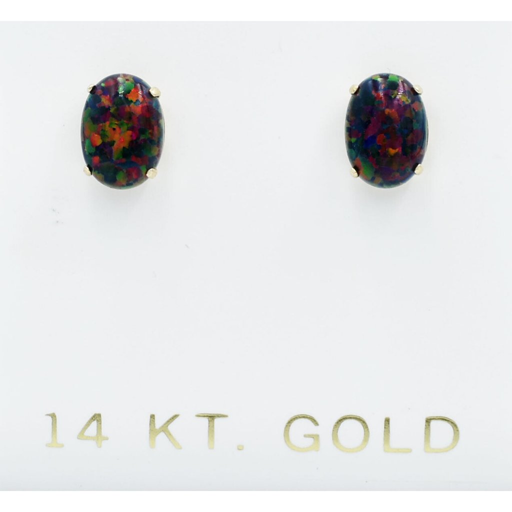 Genuine 1.40 Cts Opal Stud Earrings 14k Gold
